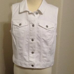 Ann Taylor Loft White Denim Vest